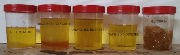 Samples collected from during production of biodiesel using ROTOCAV hydrodynamic cavitator as a booster for the reaction