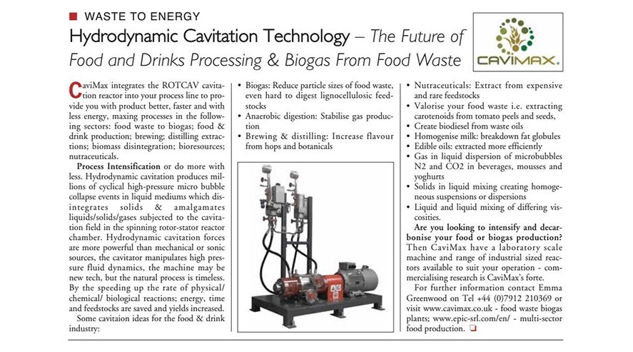 Cavimax and ROTOCAV on Food and Drink Business Europe magazine